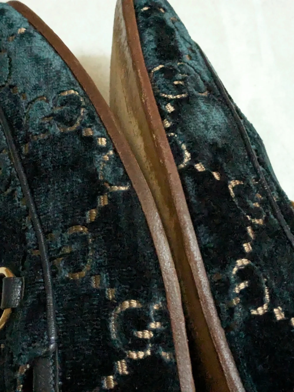 Gucci Men’s Velvet Horsebit Loafers Blue Men US 10.5 Monogram Logo